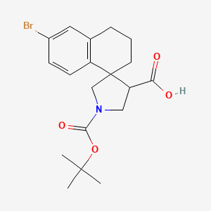 molecular formula C19H24BrNO4 B14783023 7-bromo-1'-[(2-methylpropan-2-yl)oxycarbonyl]spiro[2,3-dihydro-1H-naphthalene-4,4'-pyrrolidine]-3'-carboxylic acid 