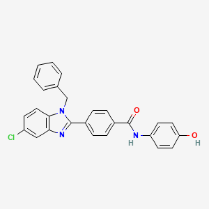 molecular formula C27H20ClN3O2 B14783429 4-(1-Benzyl-5-chloro-1H-benzo[d]imidazol-2-yl)-N-(4-hydroxyphenyl)benzamide 