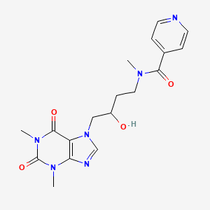 molecular formula C18H22N6O4 B14783430 N-(4-(1,3-Dimethyl-2,6-dioxo-2,3-dihydro-1H-purin-7(6H)-yl)-3-hydroxybutyl)-N-methylisonicotinamide 