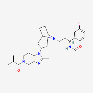 molecular formula C29H40FN5O2 B14783475 N-[1-(3-fluorophenyl)-3-[3-[2-methyl-5-(2-methylpropanoyl)-6,7-dihydro-4H-imidazo[4,5-c]pyridin-1-yl]-8-azabicyclo[3.2.1]octan-8-yl]propyl]acetamide 