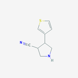 molecular formula C9H10N2S B1478348 4-(Thiophen-3-yl)pyrrolidine-3-carbonitrile CAS No. 1366792-57-5