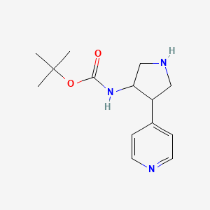 molecular formula C14H21N3O2 B1478349 Tert-butyl (4-(pyridin-4-yl)pyrrolidin-3-yl)carbamate CAS No. 2098122-30-4