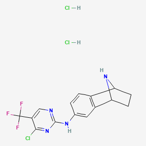 molecular formula C15H14Cl3F3N4 B14783581 N-[4-chloro-5-(trifluoromethyl)pyrimidin-2-yl]-11-azatricyclo[6.2.1.02,7]undeca-2(7),3,5-trien-4-amine;dihydrochloride 