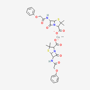 molecular formula C32H34CaN4O10S2 B14783615 Calcium (2S,5R,6R)-3,3-dimethyl-7-oxo-6-(2-phenoxyacetamido)-4-thia-1-azabicyclo[3.2.0]heptane-2-carboxylate 