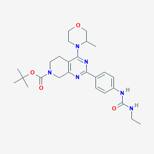 molecular formula C26H36N6O4 B14783815 tert-butyl 2-[4-(ethylcarbamoylamino)phenyl]-4-(3-methylmorpholin-4-yl)-6,8-dihydro-5H-pyrido[3,4-d]pyrimidine-7-carboxylate 