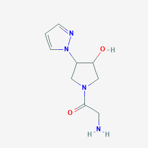 molecular formula C9H14N4O2 B1478401 2-amino-1-(3-hydroxy-4-(1H-pyrazol-1-yl)pyrrolidin-1-yl)ethan-1-one CAS No. 2098117-06-5