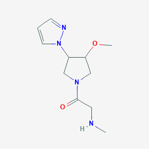 molecular formula C11H18N4O2 B1478403 1-(3-methoxy-4-(1H-pyrazol-1-yl)pyrrolidin-1-yl)-2-(methylamino)ethan-1-one CAS No. 2098132-96-6