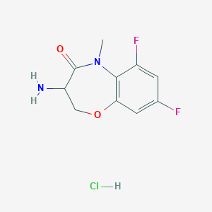 molecular formula C10H11ClF2N2O2 B14784082 3-Amino-6,8-difluoro-5-methyl-2,3-dihydro-1,5-benzoxazepin-4-one;hydrochloride 