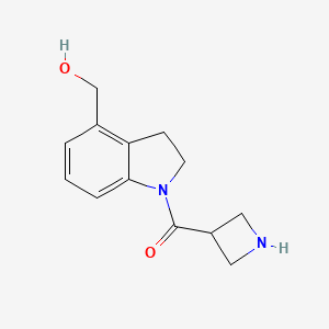 molecular formula C13H16N2O2 B1478410 Azetidin-3-yl(4-(hydroxymethyl)indolin-1-yl)methanone CAS No. 2098003-54-2