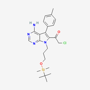 molecular formula C24H33ClN4O2Si B14784109 Ethanone, 1-[4-amino-7-[3-[[(1,1-dimethylethyl)dimethylsilyl]oxy]propyl]-5-(4-methylphenyl)-7H-pyrrolo[2,3-d]pyrimidin-6-yl]-2-chloro- 