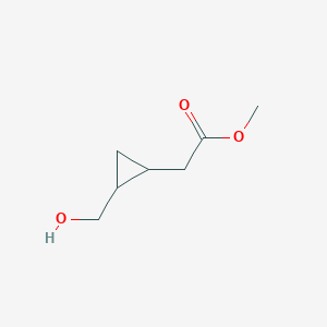 molecular formula C7H12O3 B14784428 Methyl 2-((1R,2S)-2-(hydroxymethyl)cyclopropyl)acetate 