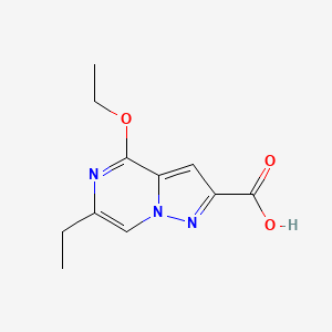 molecular formula C11H13N3O3 B1478448 4-Ethoxy-6-ethylpyrazolo[1,5-a]pyrazine-2-carboxylic acid CAS No. 2098009-00-6