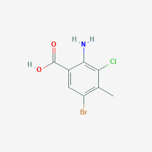 molecular formula C8H7BrClNO2 B14784575 2-Amino-5-bromo-3-chloro-4-methylbenzoic acid 