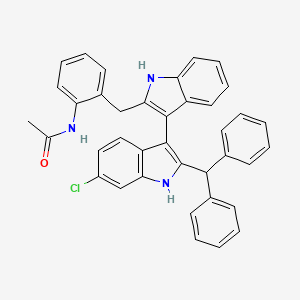molecular formula C38H30ClN3O B14784669 N-(2-((2'-Benzhydryl-6'-chloro-1H,1'H-[3,3'-biindol]-2-yl)methyl)phenyl)acetamide 