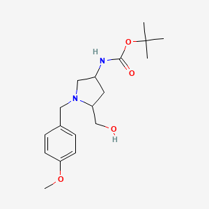 molecular formula C18H28N2O4 B14784854 tert-butyl N-[5-(hydroxymethyl)-1-[(4-methoxyphenyl)methyl]pyrrolidin-3-yl]carbamate 