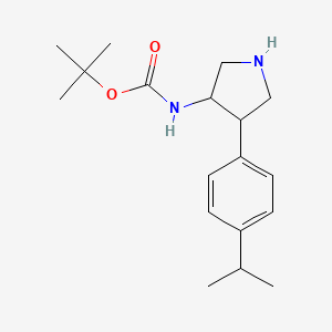 molecular formula C18H28N2O2 B1478486 Tert-butyl (4-(4-isopropylphenyl)pyrrolidin-3-yl)carbamate CAS No. 2098078-55-6