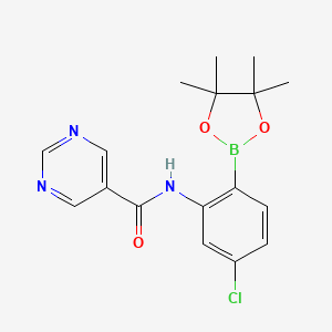 molecular formula C17H19BClN3O3 B14785478 N-[5-chloro-2-(4,4,5,5-tetramethyl-1,3,2-dioxaborolan-2-yl)phenyl]pyrimidine-5-carboxamide 