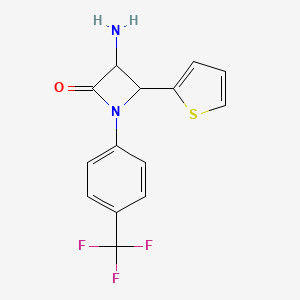 molecular formula C14H11F3N2OS B14785985 3-Amino-4-(thiophen-2-yl)-1-(4-(trifluoromethyl)phenyl)azetidin-2-one 