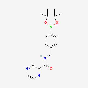 molecular formula C18H22BN3O3 B14786050 N-[[4-(4,4,5,5-tetramethyl-1,3,2-dioxaborolan-2-yl)phenyl]methyl]pyrazine-2-carboxamide 