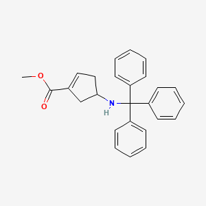 molecular formula C26H25NO2 B14786296 Methyl 4-(tritylamino)cyclopentene-1-carboxylate 
