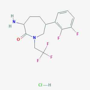 molecular formula C14H16ClF5N2O B14786526 3-Amino-6-(2,3-difluorophenyl)-1-(2,2,2-trifluoroethyl)azepan-2-one;hydrochloride 