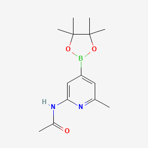 molecular formula C14H21BN2O3 B14786672 N-[6-methyl-4-(4,4,5,5-tetramethyl-1,3,2-dioxaborolan-2-yl)pyridin-2-yl]acetamide 
