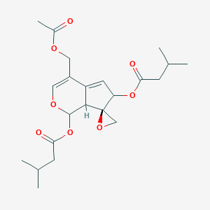 molecular formula C22H30O8 B14786688 [(7R)-4-(acetyloxymethyl)-1-(3-methylbutanoyloxy)spiro[6,7a-dihydro-1H-cyclopenta[c]pyran-7,2'-oxirane]-6-yl] 3-methylbutanoate 