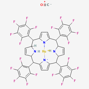 molecular formula C45H18F20N4ORu B14786705 Carbon monoxide;ruthenium(2+);5,10,15,20-tetrakis(2,3,4,5,6-pentafluorophenyl)-1,4,5,10,11,14,15,20,21,23-decahydroporphyrin-22,24-diide 