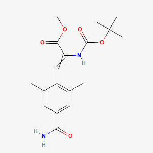 molecular formula C18H24N2O5 B14786775 Methyl 3-(4-carbamoyl-2,6-dimethylphenyl)-2-[(2-methylpropan-2-yl)oxycarbonylamino]prop-2-enoate 