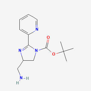 molecular formula C14H20N4O2 B14786794 Tert-butyl 4-(aminomethyl)-2-pyridin-2-yl-4,5-dihydroimidazole-1-carboxylate 