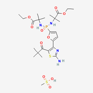 molecular formula C25H41N4O10PS2 B14786938 Alanine, N,N'-[[5-[2-amino-5-(2,2-dimethyl-1-oxopropyl)-4-thiazolyl]-2-furanyl]phosphinylidene]bis[2-methyl-, diethyl ester, monomethanesulfonate (9CI) 