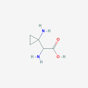molecular formula C5H10N2O2 B147871 Cyclopropaneacetic acid, alpha,1-diamino-(9CI) CAS No. 139166-30-6