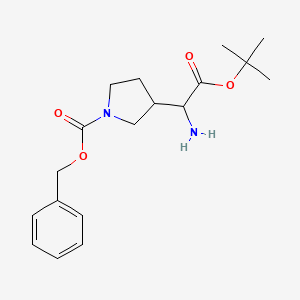 molecular formula C18H26N2O4 B14787245 Benzyl 3-[1-amino-2-[(2-methylpropan-2-yl)oxy]-2-oxoethyl]pyrrolidine-1-carboxylate 