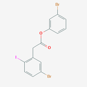 molecular formula C14H9Br2IO2 B14787305 Benzeneacetic acid, 5-bromo-2-iodo-, 3-bromophenyl ester 