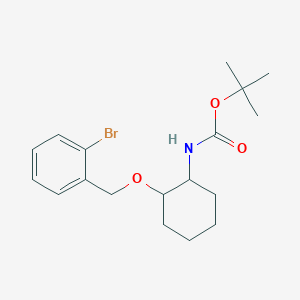 molecular formula C18H26BrNO3 B14787367 Carbamic acid, N-[(1R,2R)-2-[(2-bromophenyl)methoxy]cyclohexyl]-, 1,1-dimethylethyl ester 