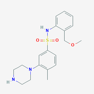 molecular formula C19H25N3O3S B14787456 Benzenesulfonamide, N-[2-(methoxymethyl)phenyl]-4-methyl-3-(1-piperazinyl)- 