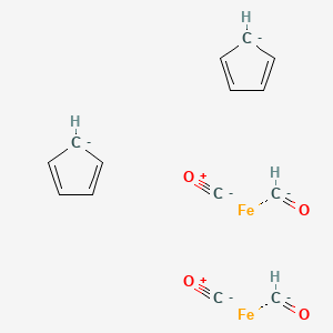 molecular formula C14H12Fe2O4-4 B14787482 carbon monoxide;cyclopenta-1,3-diene;iron;methanone 