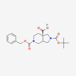 molecular formula C21H28N2O6 B14787635 (3AR,7AS)-5-(Benzyloxycarbonyl)-2-(tert-butoxycarbonyl)octahydro-1H-pyrrolo[3,4-C]pyridine-7A-carboxylic acid 