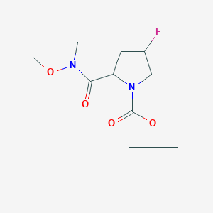 molecular formula C12H21FN2O4 B14787664 Tert-butyl 4-fluoro-2-[methoxy(methyl)carbamoyl]pyrrolidine-1-carboxylate 