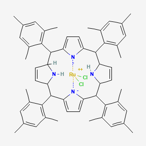 molecular formula C56H62Cl2N4Ru B14787690 Dichlororuthenium(2+);5,10,15,20-tetrakis(2,4,6-trimethylphenyl)-1,4,5,10,11,14,15,20,21,23-decahydroporphyrin-22,24-diide 