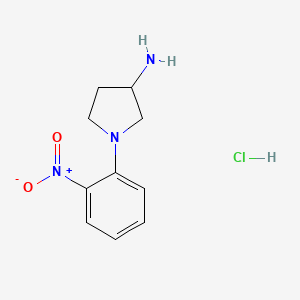 molecular formula C10H14ClN3O2 B14787697 1-(2-Nitrophenyl)pyrrolidin-3-amine;hydrochloride 
