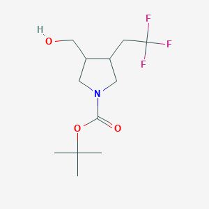 molecular formula C12H20F3NO3 B14788033 tert-Butyl trans-3-(hydroxymethyl)-4-(2,2,2-trifluoroethyl)pyrrolidine-1-carboxylate 