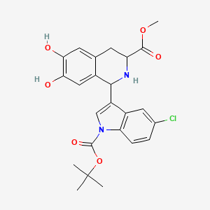 molecular formula C24H25ClN2O6 B14788373 Methyl 1-[5-chloro-1-[(2-methylpropan-2-yl)oxycarbonyl]indol-3-yl]-6,7-dihydroxy-1,2,3,4-tetrahydroisoquinoline-3-carboxylate 