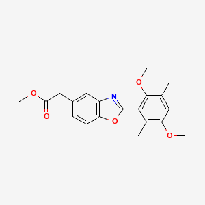molecular formula C21H23NO5 B14788414 Methyl 2-(2-(2,5-dimethoxy-3,4,6-trimethylphenyl)benzo[d]oxazol-5-yl)acetate 