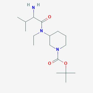 molecular formula C17H33N3O3 B14788677 tert-Butyl 3-((S)-2-amino-N-ethyl-3-methylbutanamido)piperidine-1-carboxylate 