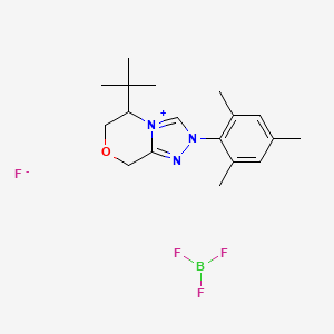 molecular formula C18H26BF4N3O B14788720 5-tert-butyl-2-(2,4,6-trimethylphenyl)-6,8-dihydro-5H-[1,2,4]triazolo[3,4-c][1,4]oxazin-4-ium;trifluoroborane;fluoride 