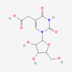 molecular formula C11H14N2O8 B14788751 2-{1-[(2R,3R,4S,5R)-3,4-dihydroxy-5-(hydroxymethyl)oxolan-2-yl]-2,4-dioxo-1,2,3,4-tetrahydropyrimidin-5-yl}acetic acid 