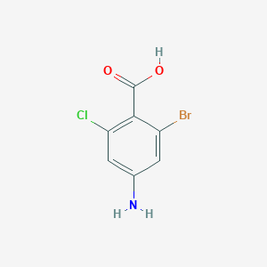 molecular formula C7H5BrClNO2 B14788778 4-Amino-2-bromo-6-chlorobenzoic acid 