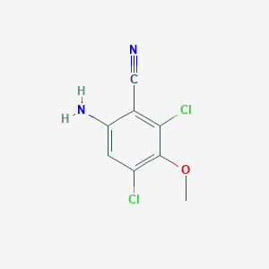 molecular formula C8H6Cl2N2O B14788795 Benzonitrile, 6-amino-2,4-dichloro-3-methoxy- 