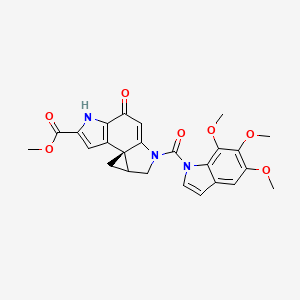 molecular formula C25H23N3O7 B14788908 methyl (1R)-7-oxo-10-(5,6,7-trimethoxyindole-1-carbonyl)-5,10-diazatetracyclo[7.4.0.01,12.02,6]trideca-2(6),3,8-triene-4-carboxylate 